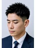 爽やかビジネスショート王道アップバンク黒髪スーツ20代30代