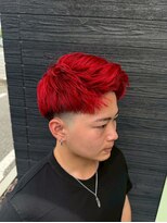 ノーヴァ バイ ボナ 前橋店(nova by bona)&nbsp;メンズカットフェードWカラー赤髪スパイキーショート