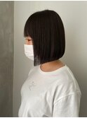 前髪あり/切りっぱなしボブ/ぱつっとボブ/丸みショートボブ
