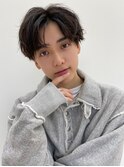 西梅田メンズパーマセンターパートマッシュウルフカットフェード
