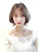 ボブウルフ外国人風カラーココアベージュ透明感20代30代40代銀座