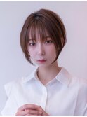 ショートボブ/ベージュカラー/前髪