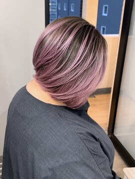 リグ 横浜(Lig.) エアタッチバレイヤージュパープルブリーチダブルカラーボブ横浜