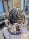 ふわふわツインシニヨンアレンジ　ヘアセット