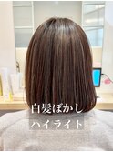 ホワイトグレージュ/デジタルパーマ/チェリーブラウン/守谷