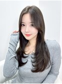 ロングレイヤーカット/韓国ヘア/小顔カット/透明感カラー