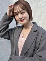 ラミエバイメルト 下北沢(lamie by melt) ミニボブぱっつん前髪顔周りカット髪質改善ストレートベージュ