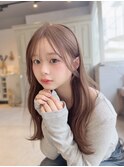 1ブリーチで作るヘーゼルミルクティーカラー☆シースルーバング