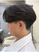 メンズセンターパートウルフセンターパートニュアンスパーマ襟足