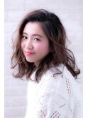 セミウェエットウェーブ暖色系カラーオリーブカラーくすみピンク