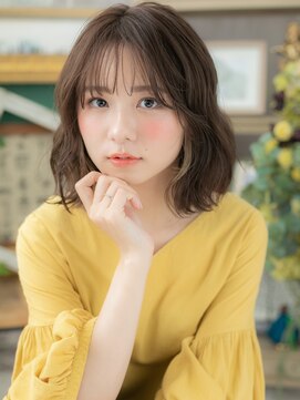 カバーヘア ブリス 上尾西口店(COVER HAIR bliss) くせ毛風小顔アースカラーくびれボブパーマc5上尾20代30代40代