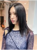 顔周りレイヤーロング前髪カット_ba536051
