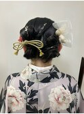 卒業式ヘアセット 成人式 結婚式 カチモリ ツインアレンジ