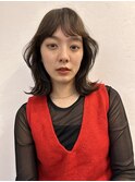 ダークブラウンカラー くびれレイヤー 似合わせ前髪カット