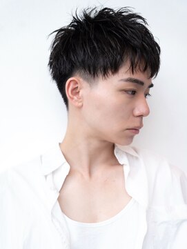 ハバナ 渋谷(HAVANA) メンズ波巻きセンターパート韓国風黒髪ツーブロックマッシュ