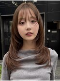レイヤーカットハッシュカットフェイスレイヤーシースルーバング