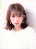 毛先パーマネオウルフ小顔外ハネボブアッシュブラウン