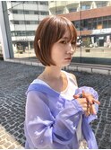 みんな大好きクラシカルボブ 小顔フェザーバング ベージュ