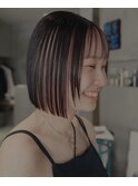 20代30代伸ばしかけインナーカラーピンクベージュ外ハネ無造作