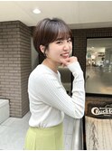 ココアベージュ小顔愛されショートボブ