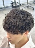 波巻きシャドウパーマラウンドマッシュ
