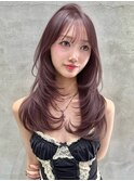 残留しないラベンダーピンク×ハッシュレイヤーカット