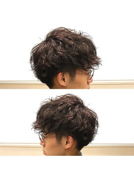 ネイビー(NAVY) ソフトツーブロックフェザーマッシュ高感度◯くせ毛風パーマ