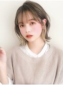 ★似合わせホワイトグレージュ20代30外ハネミニウルフくびれヘア