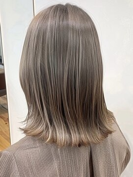 ネックス 表参道本店(nex) デザインカラーレイヤーカットウェットヘアオリーブベージュ白髪