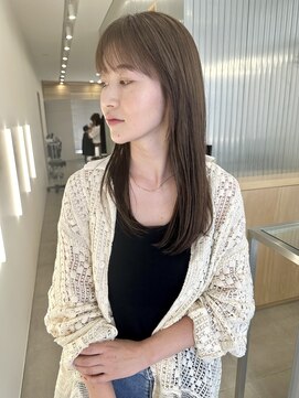 リノア 鵠沼海岸(LINOA) デザインカラー/レイヤーカット/ウェットヘア/オリーブベージュ