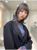 韓国ヘア ロングヘア レイヤーカット 前髪カット くびれ巻き