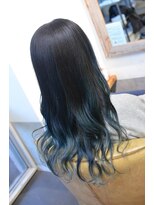 ポタム 東中野(potamu)&nbsp;黒髪ロングヘアの寒色系グラデーションカラー