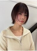 原宿ブリーチなしダブルカラーピンクベージュミディアムボブ20代