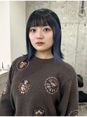 グレーに色落ちするブルーカラー◎ インナーカラー 表参道