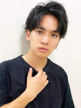 クオリス 上福岡店(QUALIS) 簡単セット◎メンズパーマニュアンスパーマ黒髪マッシュ