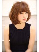 ノラ ヘアーサロン(NORA HAIR SALON) 厚め斜め流し前髪で小顔♪ナチュラルゆるふわラブワンカールボブ
