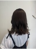 アッシュブラックカラー×ミディアムパーマ/倉敷