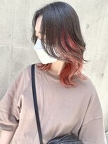 ディア(.eer)&nbsp;インナーカラー☆アッシュグレー×アプリコットオレンジ大阪