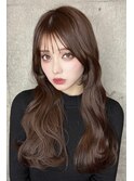 韓国風レイヤーくびれロング　ココアブラウン