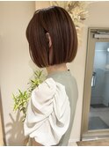 【YUYA】ぱつっとボブ_オレンジベージュ__ミニボブ