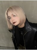 切りっぱなしボブ/ホワイトミルクティー/イメチェンスタイル