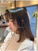 艶髪/ブラウン/顔まわりレイヤー/毛先ワンカール