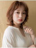 □アプリコットオレンジ抜け感小顔ウルフカット47大宮30代40代