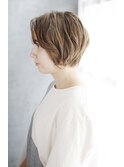 美髪ハッシュカットデザインカラーツートンカラーグレージュ/081