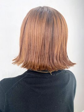 アルバム 銀座(ALBUM GINZA) オレンジベージュ_厚めバングローライトスリークボブ_ba281553