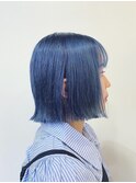 ハイトーン/アイスブルー/水色/寒色/ボブ/切りっぱなし