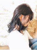 ミルクブラウン/ダークパープル/ナチュラルショート/夏/センター