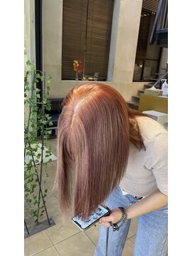 ソワン ドゥ ブレス 今里店(soin de brace) ブリーチなしダブルカラー　オレンジブラウン