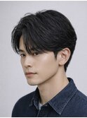 Haleメンズ刈り上げセンターパートニュアンスパーマたまプラーザ