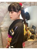 振袖×ポニーテール